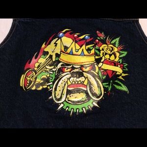 Ed Hardy 4t denim vest boys girls zip bulldog